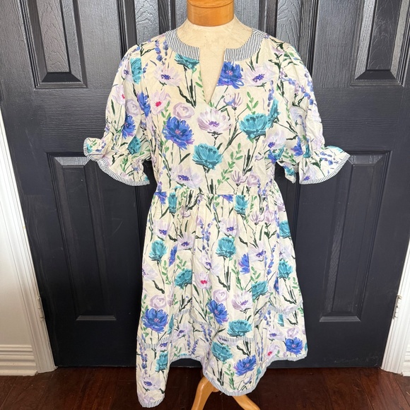 NWOT Umgee Floral Print Puff Sleeve Mini Dress - Picture 4 of 13